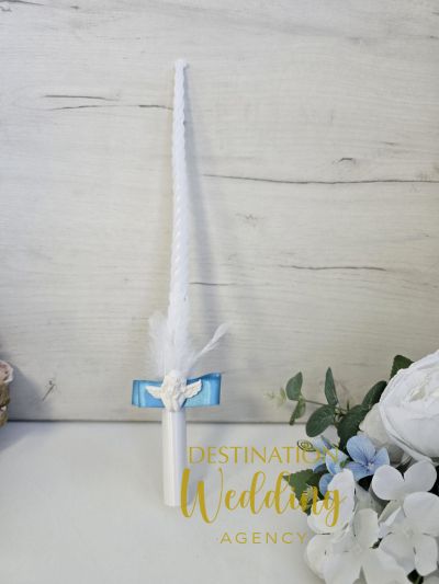 Църковна свещ за кръщене с ангелче – символ на чистота и благословия 👼🕯️