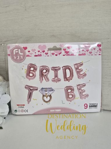 Фолиев надпис в розово "Bride to be" с пръстен