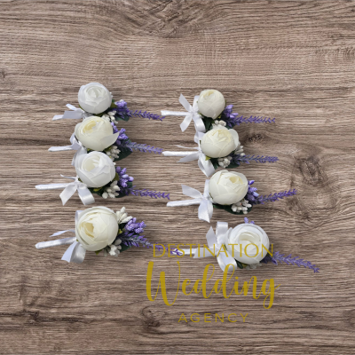 Бутониера с лавандула и божур (2)