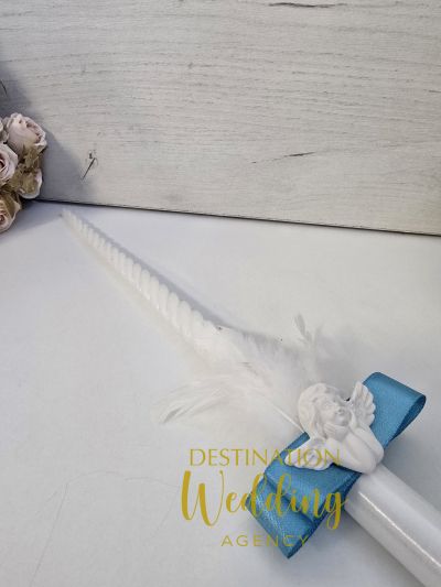 Църковна свещ за кръщене с ангелче – символ на чистота и благословия 👼🕯️