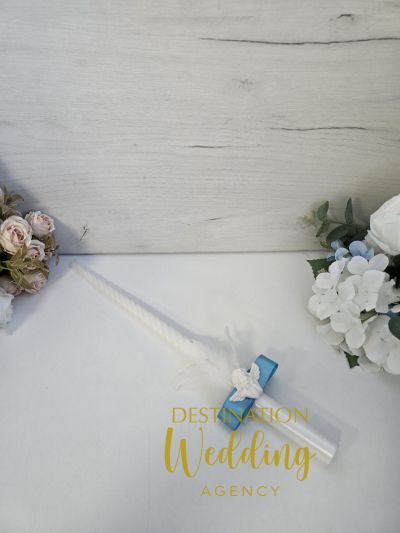 Църковна свещ за кръщене с ангелче – символ на чистота и благословия 👼🕯️